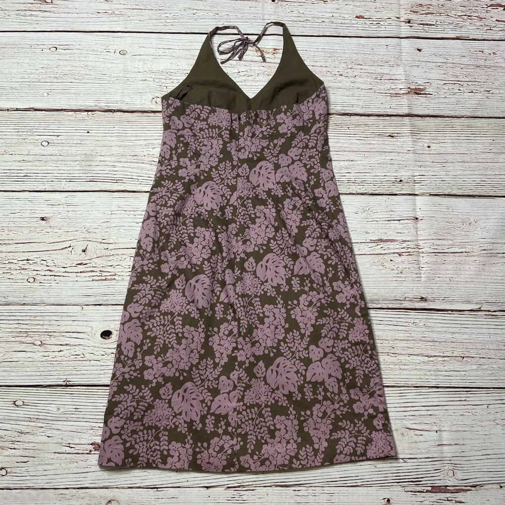 J Crew Floral Print Brown and Pink Halter Dress Sz 2 - Picture 12 of 16